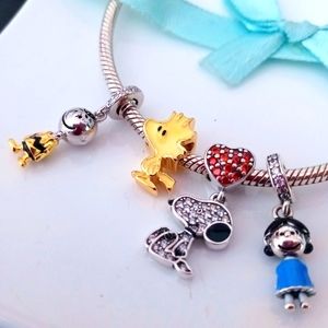 Pandora compatible charms Snoopy +Charlie + Woodstock +Lucy S925 sterling silver